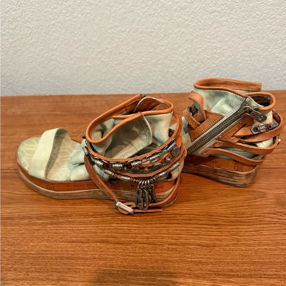 A.S.98 Mint Green Charms Sandals with Leather Straps - Picture 4 of 5